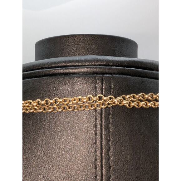 Muted Gold Tone Double Rolo Link Front Toggle Clasp Beaded Cluster 17" Necklace - Picture 6 of 6